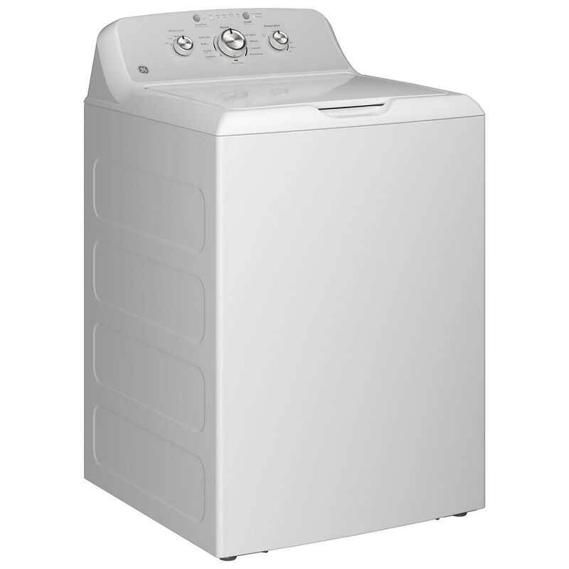 GE 27 in. 4.3 cu. ft. Top Load Washer with Stainless Steel Basket, Cold Plus, Water Level Control , True Dual-Action Agitator & Sanitize with Oxi - White, , hires