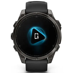 Garmin f nix 8 47 mm, AMOLED Smart Watch - Sapphire, Carbon Gray DLC Titanium with Black/Pebble Gray Silicone Band, , hires