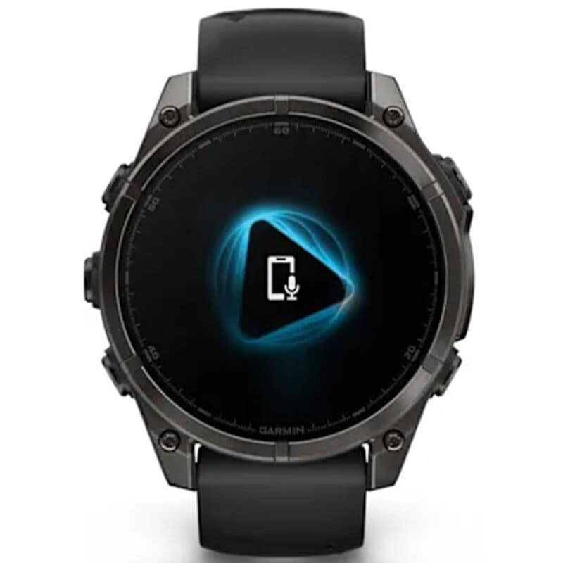 Garmin f nix 8 47 mm, AMOLED Smart Watch - Sapphire, Carbon Gray DLC Titanium with Black/Pebble Gray Silicone Band, , hires