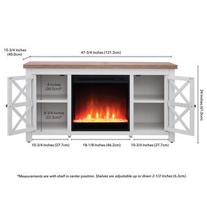 Hudson & Canal Colton TV Stand with Crystal Fireplace Insert - Gray/White Oak, , hires
