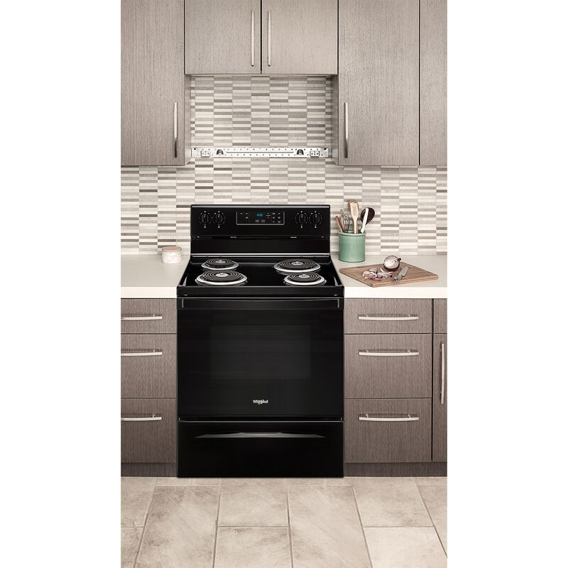 Whirlpool 30 in. 4.8 cu. ft. Oven Freestanding Electric Range with 4 Coil Burners - Black, , hires