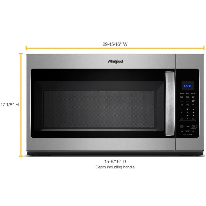 Whirlpool 30 in. 1.9 cu. ft. 1000W Over-the-Range Microwave with 300 CFM & Sensor Cooking - Stainless Steel, Stainless Steel, hires