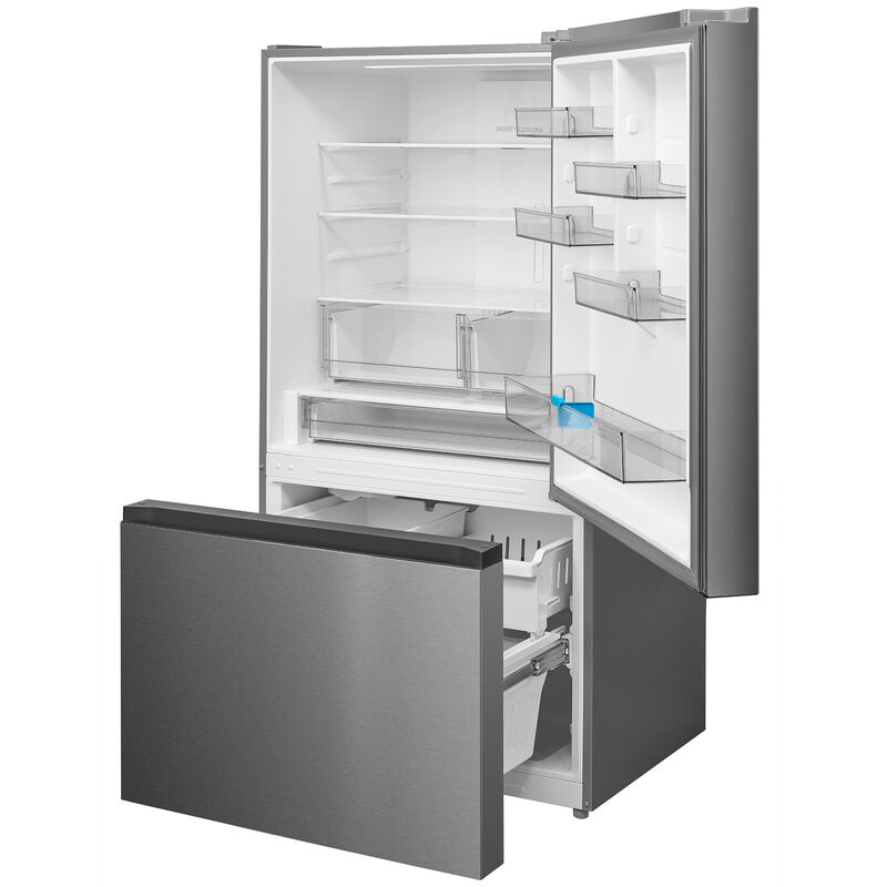 Midea 33 in. 22.8 cu. ft. Smart Counter Depth Bottom Freezer Refrigerator with Ice Maker - Stainless Steel, , hires