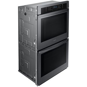 Samsung 30 in. 10.2 cu. ft. Smart Top Control Electric Double Wall Oven - Fingerprint Resistant Black Stainless Steel, Black Stainless, hires