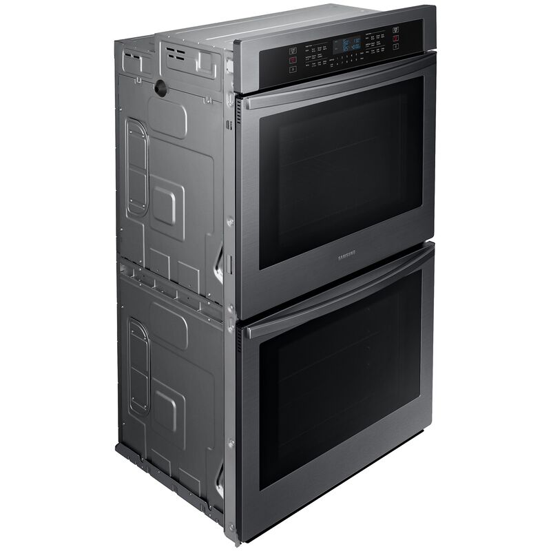 Samsung 30 in. 10.2 cu. ft. Smart Top Control Electric Double Wall Oven - Fingerprint Resistant Black Stainless Steel, Black Stainless, hires