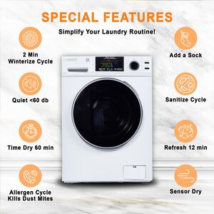 Equator 24 in. 1.9 cu. ft. Electric Front Load Vented/Ventless All-in-One Washer/Dryer Combo with Sanitize Cycle & Sensor Dry - White, White, hires
