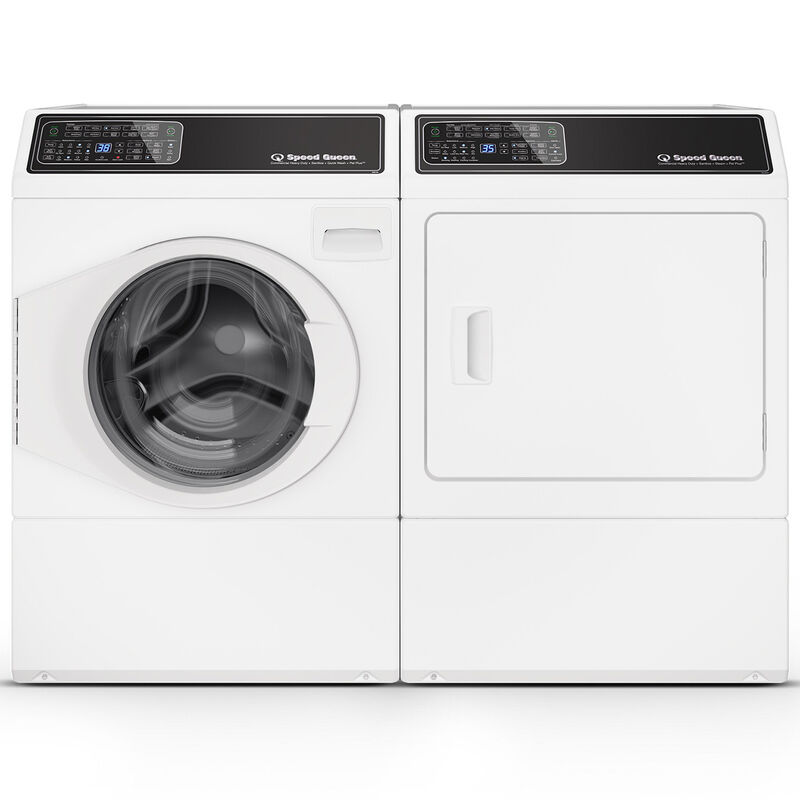 Speed Queen 27 in. 3.5 cu. ft. Front Load Washer with Pet Plus Flea Cycle & Sanitize with Oxi - White - LEFT DOOR HINGE (not reversible), White, hires
