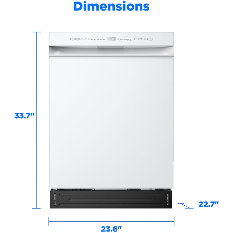 Midea 24 in. Front Control Flush-Mount Dishwasher with 52 dBA Sound level, Auto Open Door & Pocket Handle - White, , hires