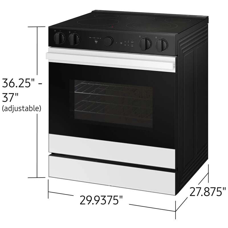 Samsung Bespoke 30 in. 6.3 cu. ft. Smart Air Fry Convection Oven Slide In Electric Range with 5 Radiant Burners White Glass P.C. Richard Son