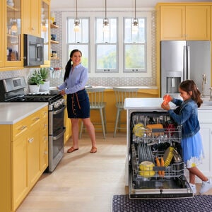 GE 30 in. 6.8 cu. ft. Air Fry True European Convection Double Oven Gas Range with 5 Sealed Burners & Griddle - Stainless Steel, Stainless Steel, hires