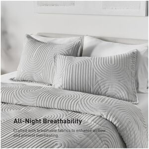 BEDGEAR Performance Duvet & 2pc Sham Set, Racetrack, Light Gray, Queen, , hires