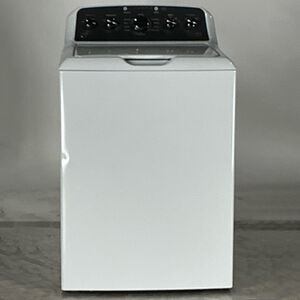 GE 27 in. 4.5 cu. ft. Top Load Washer with Stainless Steel Basket, Cold Plus, Wash Boost , True Dual-Action Agitator & Sanitize with Oxi - White (Open Box Fair Condition), , hires