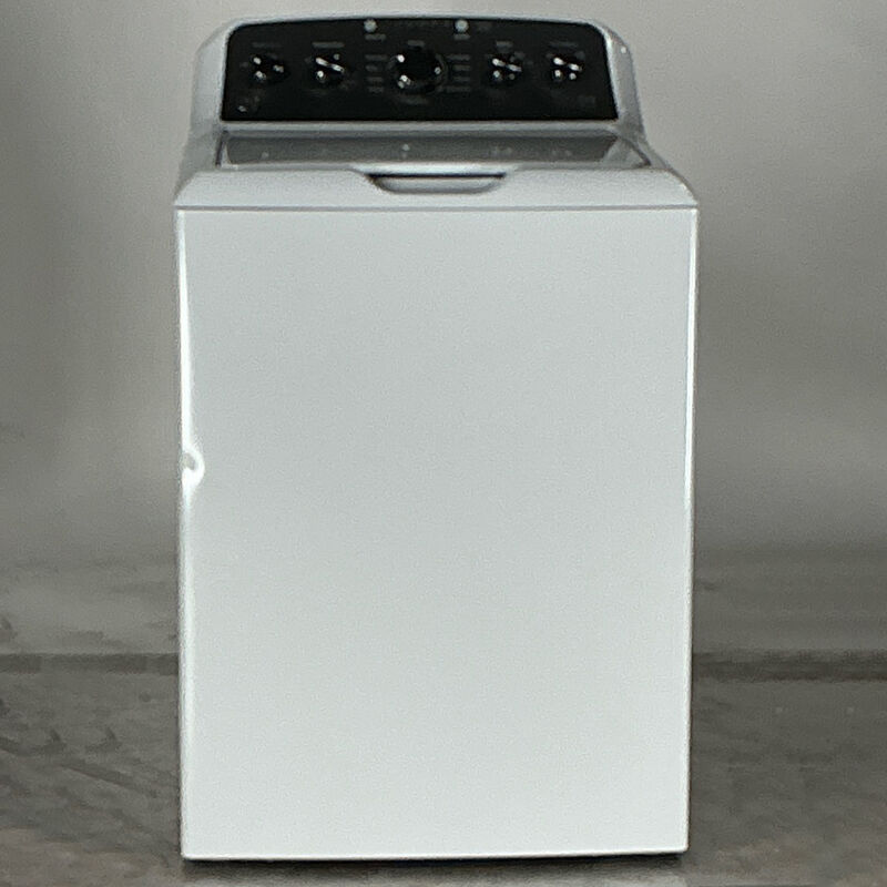 GE 27 in. 4.5 cu. ft. Top Load Washer with Stainless Steel Basket, Cold Plus, Wash Boost , True Dual-Action Agitator & Sanitize with Oxi - White (Open Box Fair Condition), , hires