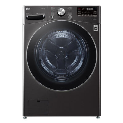 LG 27 in. 5.0 cu. ft. Smart Stackable Front Load Washer with TurboWash 360, Sanitize & Steam Wash Cycle - Black Steel | WM4200HBA