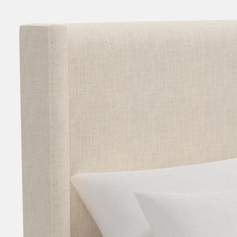 Skyline Furniture Linen Fabric Upholstered Queen Size Wingback Bed - Talc, Talc, hires