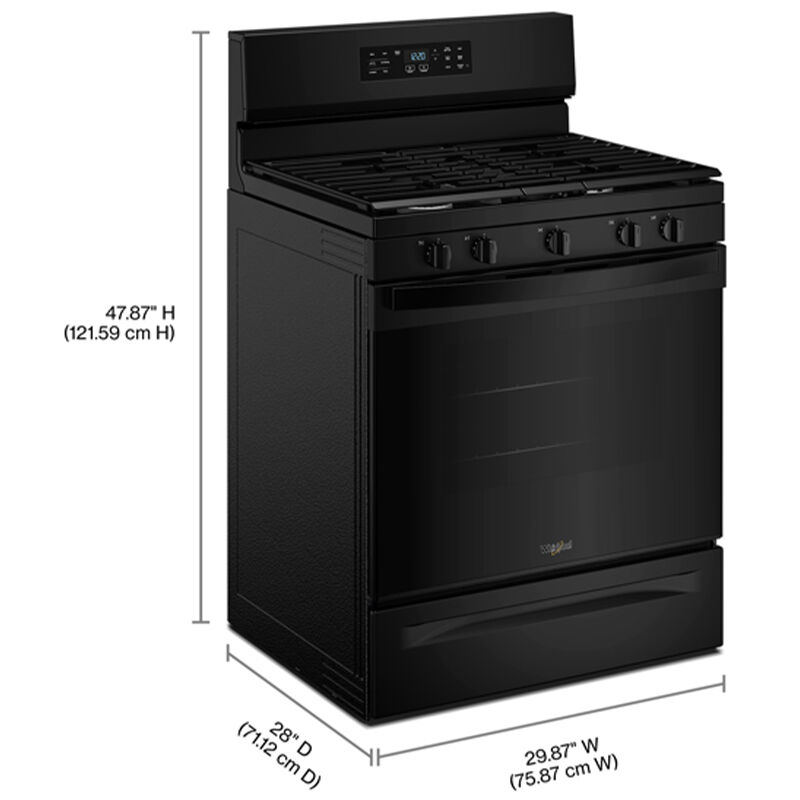 Whirlpool 30 in. 5.0 cu. ft. Air-Fry Standard Convection Gas Range with 5 Sealed Burners - Black, , hires