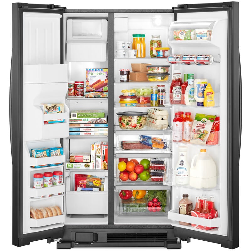 Whirlpool 36 in. 24.5 cu. ft. Side by Side Refrigerator with Ice & Water Dispenser - Black, Black, hires