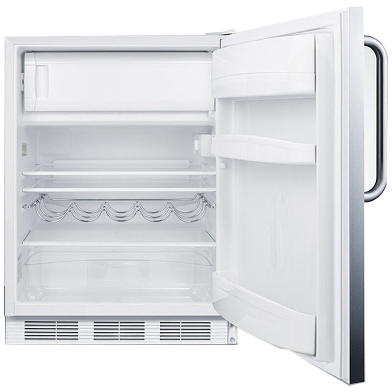 Summit 24 in. 5.1 cu. ft. Undercounter Refrigerator with Towel Bar Handle - Stainless Steel with White Cabinet, , hires