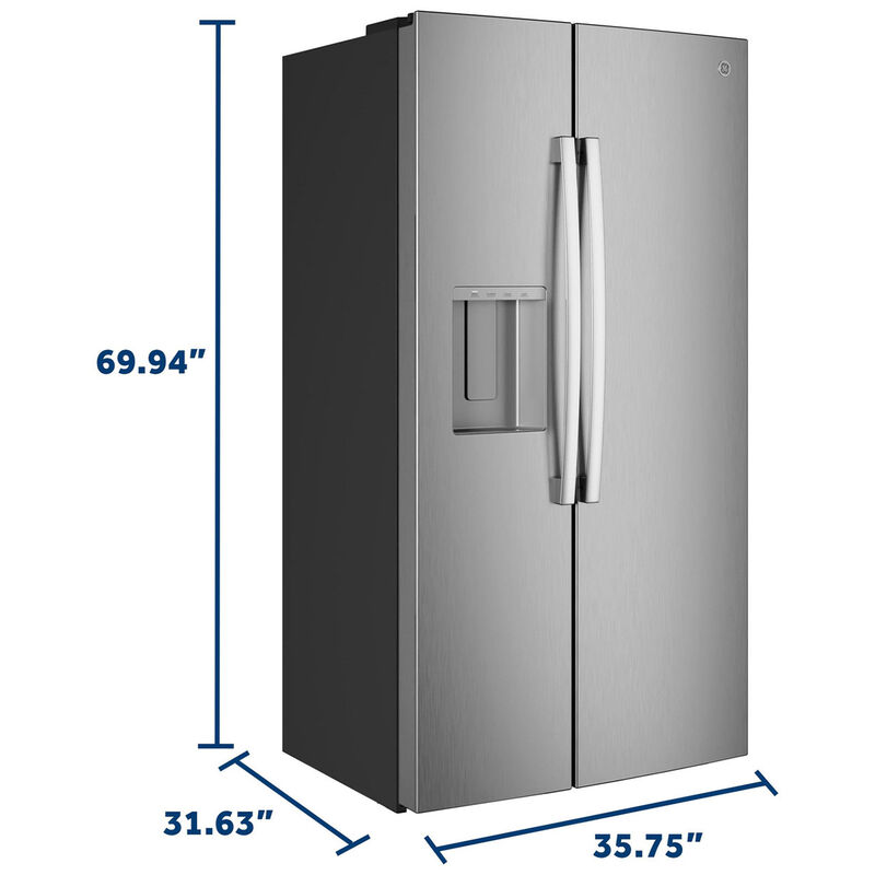 GE 36 in. 23.5 cu. ft. Smart Counter Depth Side-by-Side Refrigerator with Ice & Water Dispenser - Fingerprint Resistant Stainless, , hires