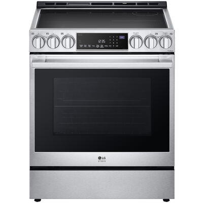LG Studio 30 in. 6.3 cu. ft. Smart Air Fry Convection Oven Slide-In Electric Range with 5 Induction Zones - Stainless Steel | LSIS6338F