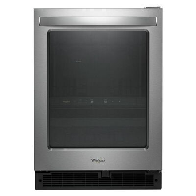 Whirlpool 24 in. 5.2 cu. ft. Built-In/Freestanding Beverage Center with 14 Bottle Wine Storage, Dual Zones & Digital Control - Stainless Steel | WUB50X24HZ