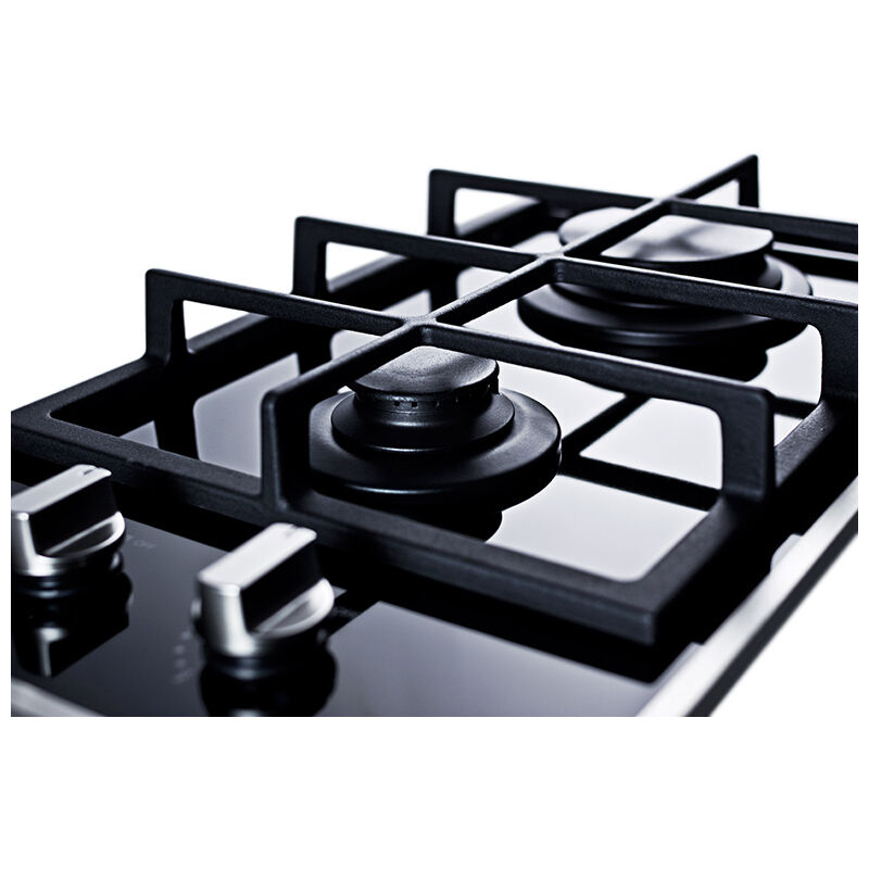 Summit 12 in. 2-Burner Natural Gas Cooktop - Black Glass, , hires