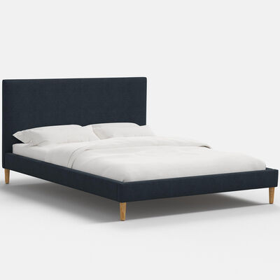 Skyline Furniture Linen Fabric Upholstered King Size Platform Bed - Navy | 1663BEDLNNNV