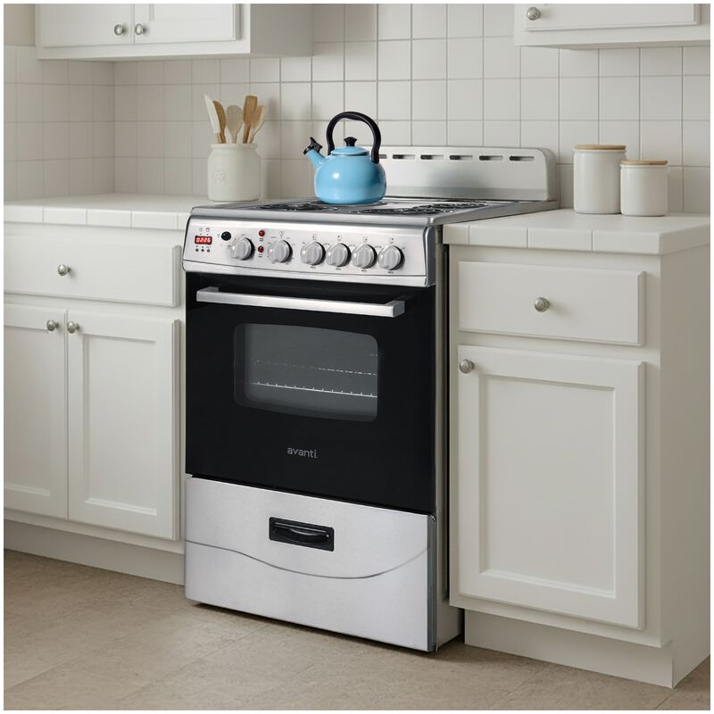 Avanti 24 in. 2.6 cu. ft. Electric Range with Coil Burners - Stainless Steel, , hires