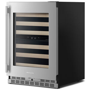 KitchenAid 24 in. Undercounter Right Hinged Wine Cooler with Wood Racks, Dual Temperature Zone(s) & 46-Bottle Capacity - Stainless Steel with Printshield Finish, , hires
