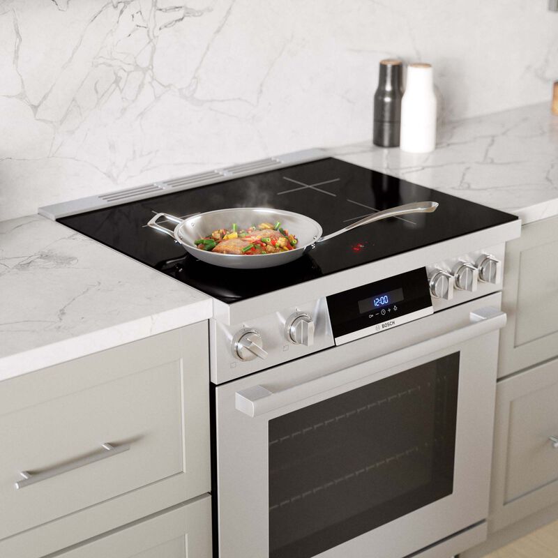 Bosch 800 Series 30 in. 3.9 cu. ft. True European Convection Electric Range with 4 Induction Burners - Stainless Steel, , hires