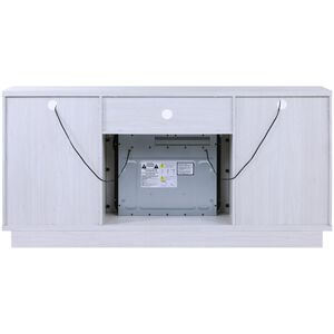 Lilola Ambrose 70"W White Walnut Finish Fireplace TV Stand Console with Heater, LED Light, Cabinets, Shelves, , hires