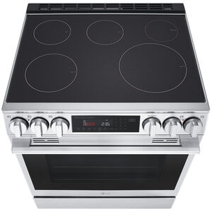 LG InstaView 30 in. 6.3 cu. ft. Smart Air-Fry True European Convection Slide-In Electric Range with 4 Induction Burners & 1 Radiant Burner - PrintProof Stainless Steel, , hires