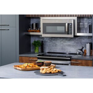 GE Profile 30 in. 1.7 cu. ft. 950W Over-the-Range Microwave with 300 CFM, Convection & Sensor Cooking - Black Stainless, Black Stainless, hires