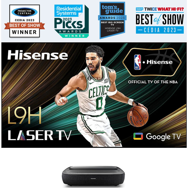 Hisense L9H 3000-Lumen UHD 4K Ultra Short-Throw Laser DLP Smart Home Theater Projector with 100" ALR Screen, , hires