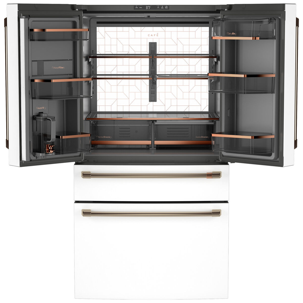 Cafe 36 in. 28.7 cu. ft. Smart 4-Door French Door Refrigerator