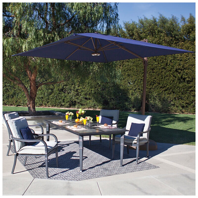 SimplyShade Bali 10' Square Cantilever Umbrella in Solefin Fabric - Blue Sky, Blue, hires
