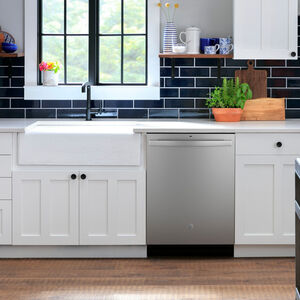 GE 24 in. Top Control Flush-Mount Dishwasher with 55 dBA Sound Level & Dry Boost - Fingerprint Resistant Stainless Steel, , hires