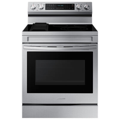 Samsung 30 in. 6.3 cu. ft. Air Fry Convection Oven Freestanding Electric Range with 5 Radiant Burners & Griddle - Stainless Steel | NE63A6711SS