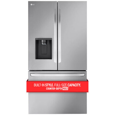 LG 36 in. 25.5 cu. ft. Smart Counter Depth French Door Refrigerator with External Ice & Water Dispenser - PrintProof Stainless Steel | LRFXC2606S
