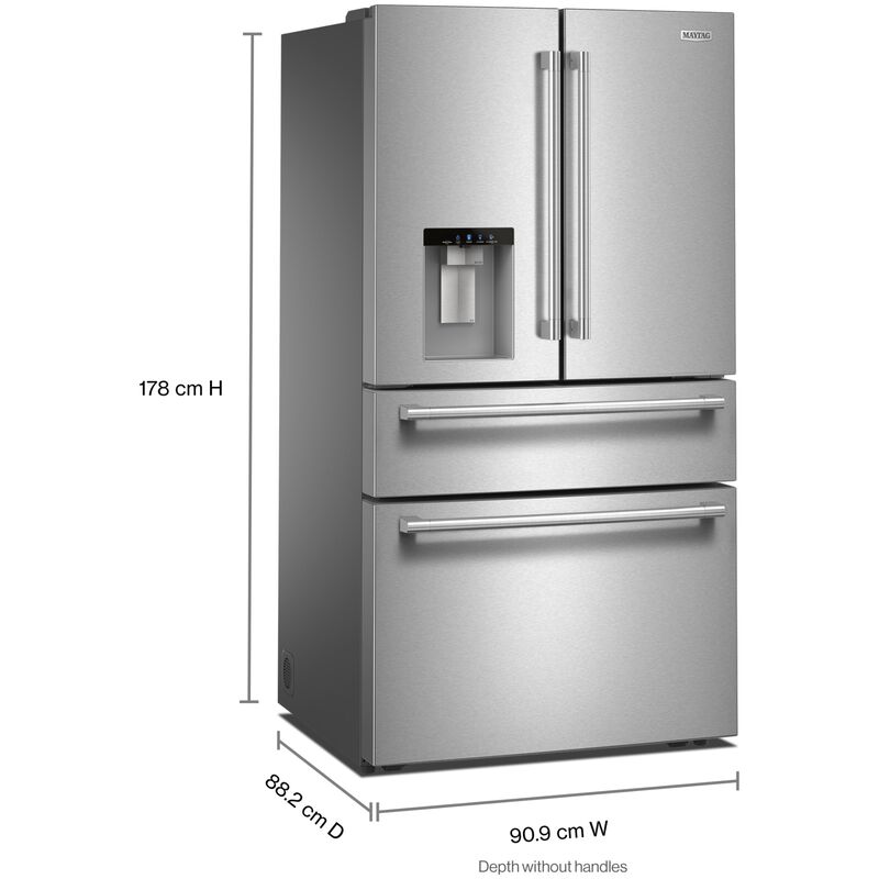 Maytag 36 in. 28.9 cu. ft. 4-Door French Door Refrigerator with Ice & Water Dispenser - Fingerprint Resistant Stainless Steel, , hires