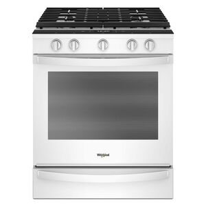 Whirlpool 30 in. 5.8 cu. ft. Smart Air Fry True European Convection Slide-In Gas Range with 5 Sealed Burners & Griddle - White, White, hires