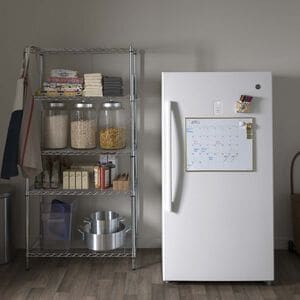GE 33 in. 17.3 cu. ft. Garage-Ready Upright Freezer with Adjustable Shelves - White, , hires