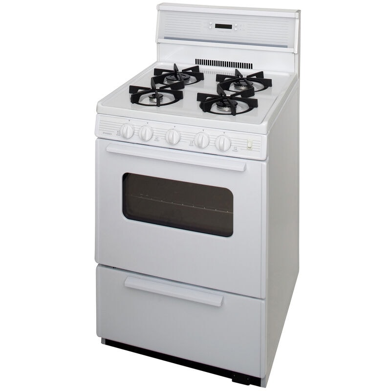 Premier 24 in. 3.0 cu. ft. Oven Freestanding Gas Range with 4 Sealed Burners - White, , hires