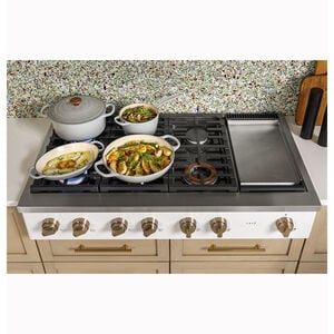 Cafe 48 in. 6-Burner Natural Gas Rangetop with Griddle, Simmer Burner & Power Burner - Matte Black, Matte Black, hires
