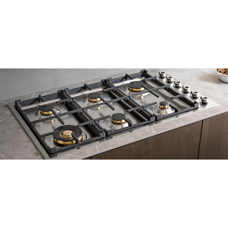 Bertazzoni Professional Series 36 in. Gas Cooktop with 6 Sealed Brass Burners - Stainless Steel, , hires