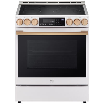 LG Studio 30 in. 6.3 cu. ft. Smart Air Fry Convection Oven Slide-In Electric Range with 5 Radiant Burners - Essence White | LSES6338N