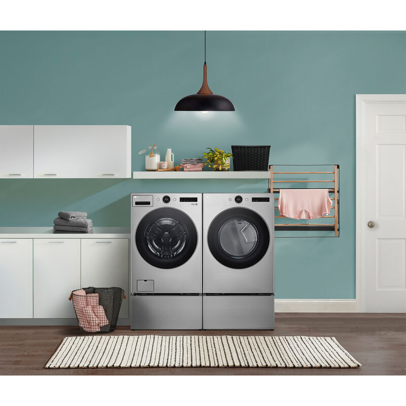 LG 27 in. 4.5 cu. ft. Smart Stackable Front Load Washer with AI DD Built-In Intelligence, TurboWash 360 Technology, Allergiene, Sanitize & Steam Wash Cycle - Graphite Steel, , hires