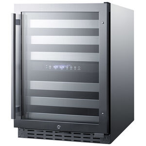 Summit 24 in. Undercounter Wine Cooler with Wire Racks, Dual Temperature Zones & 46 Bottle Capacity - Stainless Steel, , hires