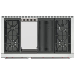 Wolf 48 in. 4-Burner LP Gas Rangetop with Griddle, Grill & Power Burner - Stainless Steel, , hires