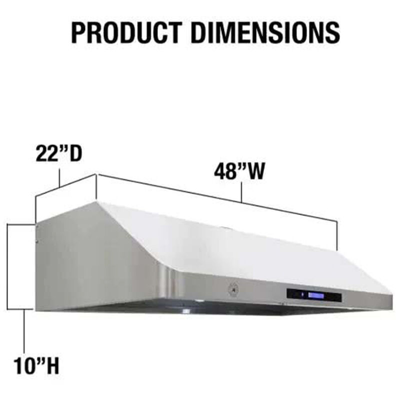 Brama 48 in. Standard Style Range Hood with 4 Speed Settings, 475 CFM & 2 LED Lights - Stainless Steel, , hires